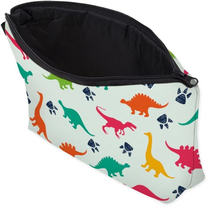 Aiphamy Cute Travel Makeup Bag Cosmetic Bag Small Pouch Gift for Women (Dinosaur Light Mint)