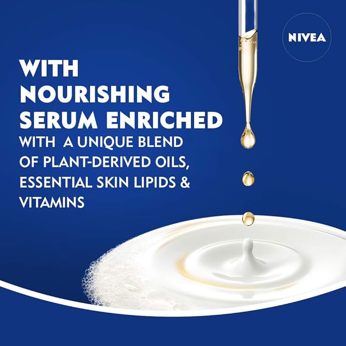 Nivea Cocoa and Shea Butter Pampering Body Wash with Nourishing Serum, 20 Fl Oz Bottle (Pack of 3)