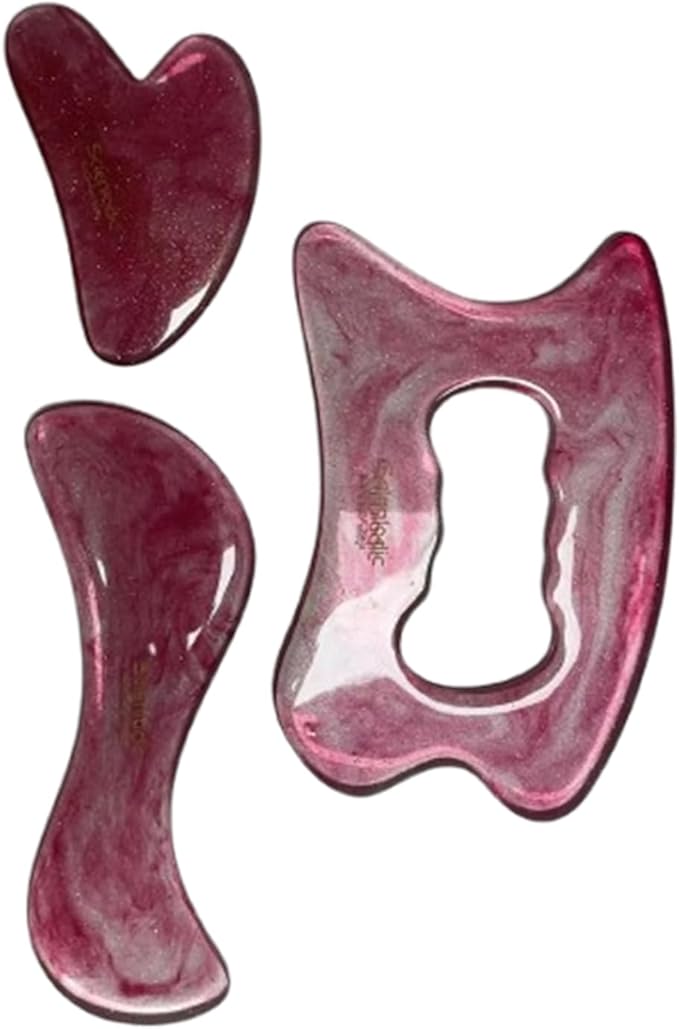 Scienlodic 2 Pcs Gua Sha Massage Tools for Face & Body (White, Resin) - Guasha Scraping Tool for Jawline Contouring, Puffiness Reduction, Shoulders, Arms & Calves Relaxation