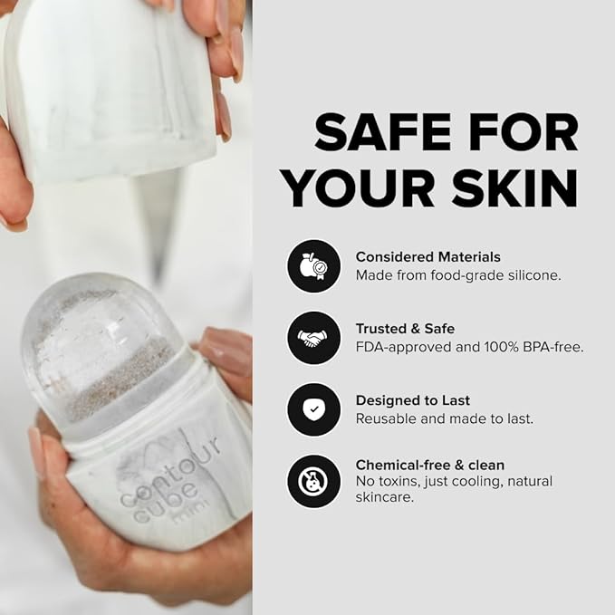 Contour Cube Original - Ice Roller for Sculpting & De-Puffing - Face Ice Roller & Massager with BPA-Free Silicone - Ice Mold for Face - Skin Care Tools for Daily Skincare (180ml) - Marble