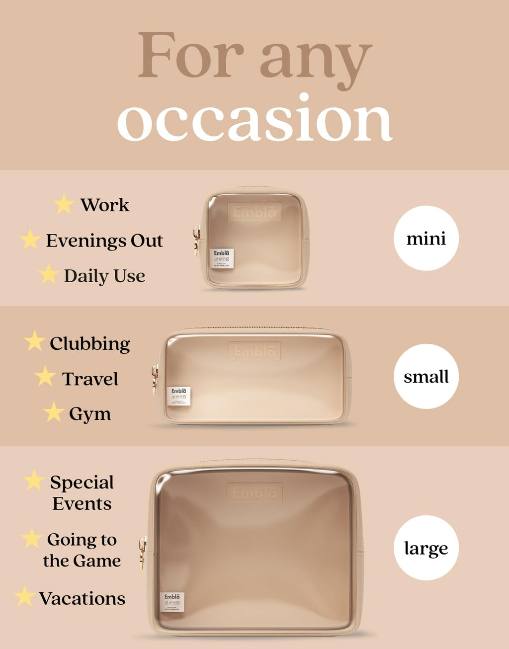 Makeup Bags for Women, 3 Bag Set, Travel Cosmetic Organizer, Toiletry Pouch