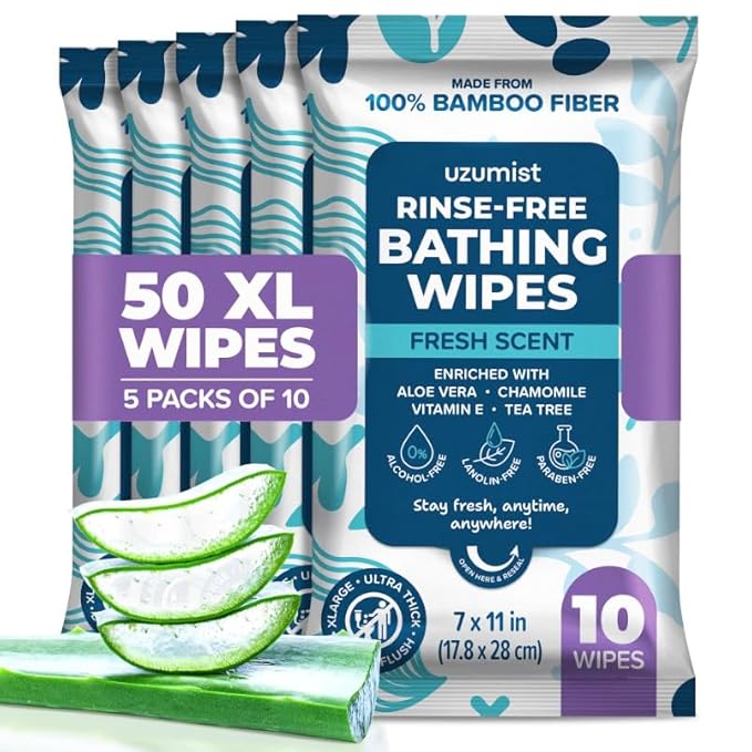 Body Wipes For Adults Bathing No Rinse - 100XL Thick Shower Wipes For Adults No Rinse, 10 Packs of 10 Adult Wipes for Men, Women, Personal Cleansing, Daily Hygiene, Bedridden & Elderly Care, Travel