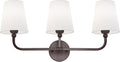 Bathroom Light Fixtures, 3-Light Oil Rubbed Bronze Vanity Lights with Flared White Fabric Shade, Vintage Sconces Wall Lighting for Hallway Bedroom, VL837-ORB-3