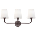 METWET 3-Light Oil Rubbed Bronze Bathroom Vanity Light, White Fabric