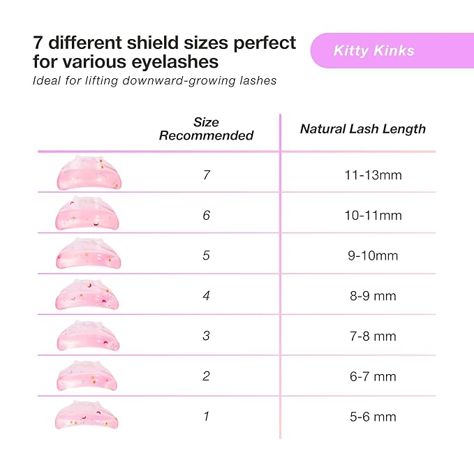 Curacoro Lash Lift Shields, 14 Pcs/7 Sizes Reusable Silicone Rods