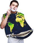 NOUZU World Map Print Beard Bib Apron For Men, Beard Hair Catcher For Men Shaving Trimming,Beard Cape Cloth