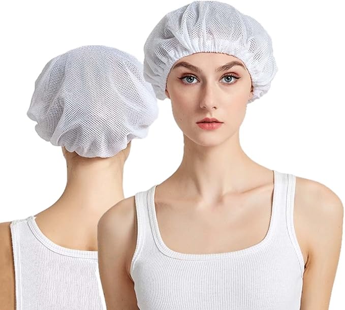 3PC Mesh Sleep Caps Bonnet Night Cap Hair Net Hair Loss Cap for Curly Hair Protection Home Salon Spa Catering White