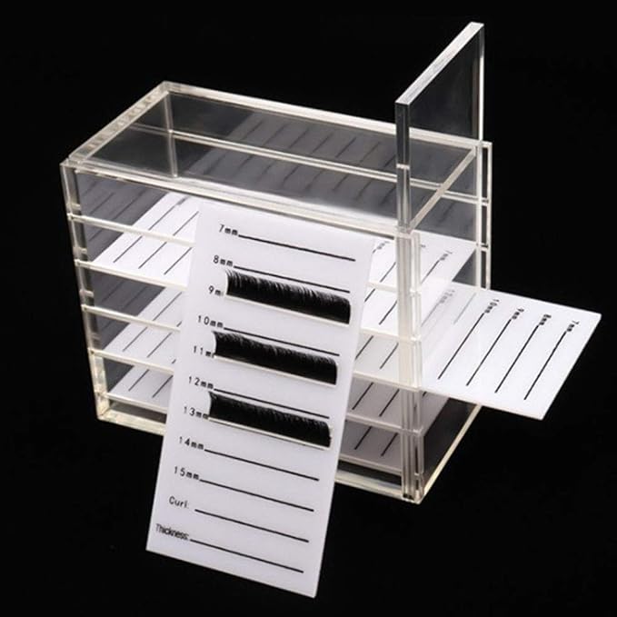 WOHEN 5 Layers Acrylic Clear False Eyelash Organizer Case, Cosmetic Makeup Storage Box for Grafting Lash Extension (Eyelash Box)