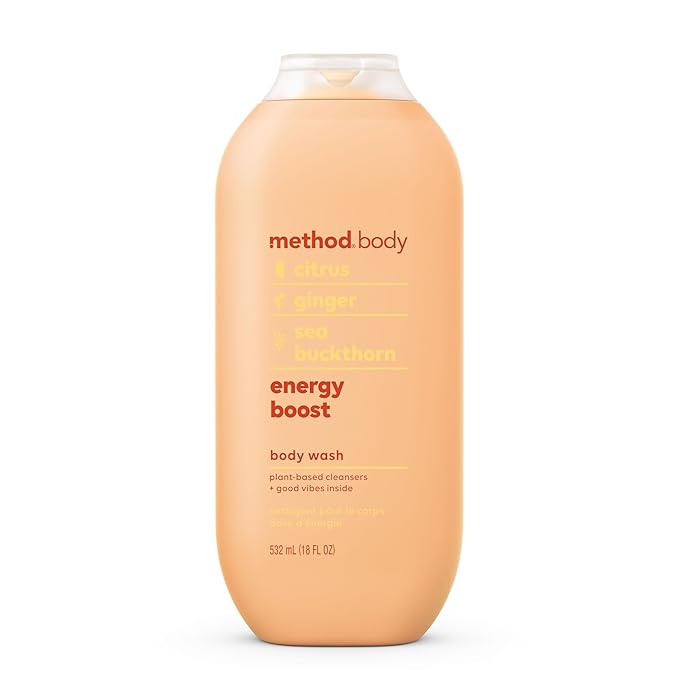 method Body Wash, Energy Boost - Leaves Skin Feeling Soft & Moisturized, Made Without Parabens, Notes of Citrus, Ginger & Sea Buckthorn, 18 fl oz