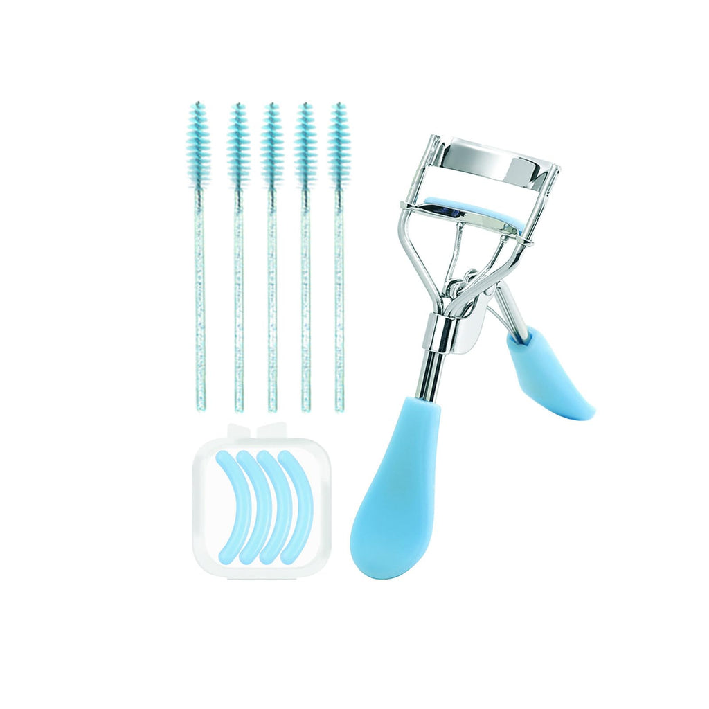 BenePoint Eyelash Curler, Lash Curler with Bonus 4Pcs Replacement Lash Pads& 5Pcs Eyelash Spoolies, Eyelash Curler Kit Portable Travel Eyelash Curler for Eyelash Extension (Blue)