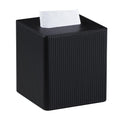 Cretkhp PU Leather Square Tissue Box Cover Tissue Box Holder Cube (Black)