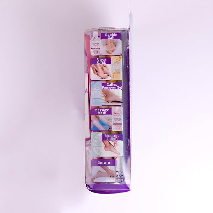 nbc BeautiLab Pedicure Foot Soak Set - Upgraded 6 in 1 Foot Spa, Foot Bath Spa, Pedicure Kit for Tired & Dry Cracked Feet, Athletes Feet, Bad Odor, Softens Calluses (3 Set Lavender)