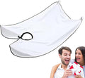 FITALA Beard Trimming Catcher Bib, Black Waterproof Apron with Suction Cups, 47.2 x 30.7 inches (White)