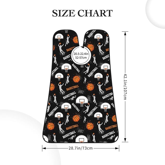 Beard Trimming Catcher Apron, Waterproof Non-Stick Grooming Bib for Shaving, Ideal for Men Dad Father’s Day, Game Sports Basketball Print Shave Bib