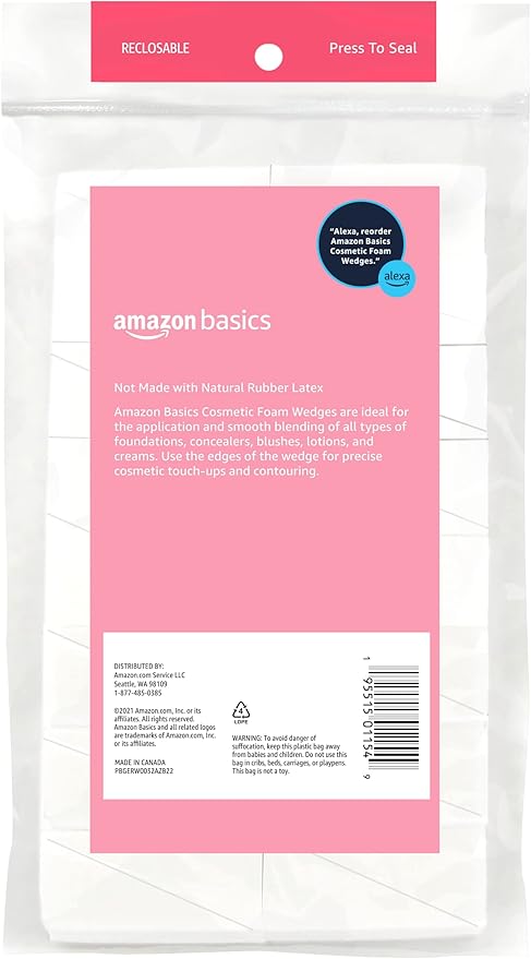 Amazon Essentials Cosmetic Foam Wedges For Makeup, 32 Count (Previously Amazon Basics)