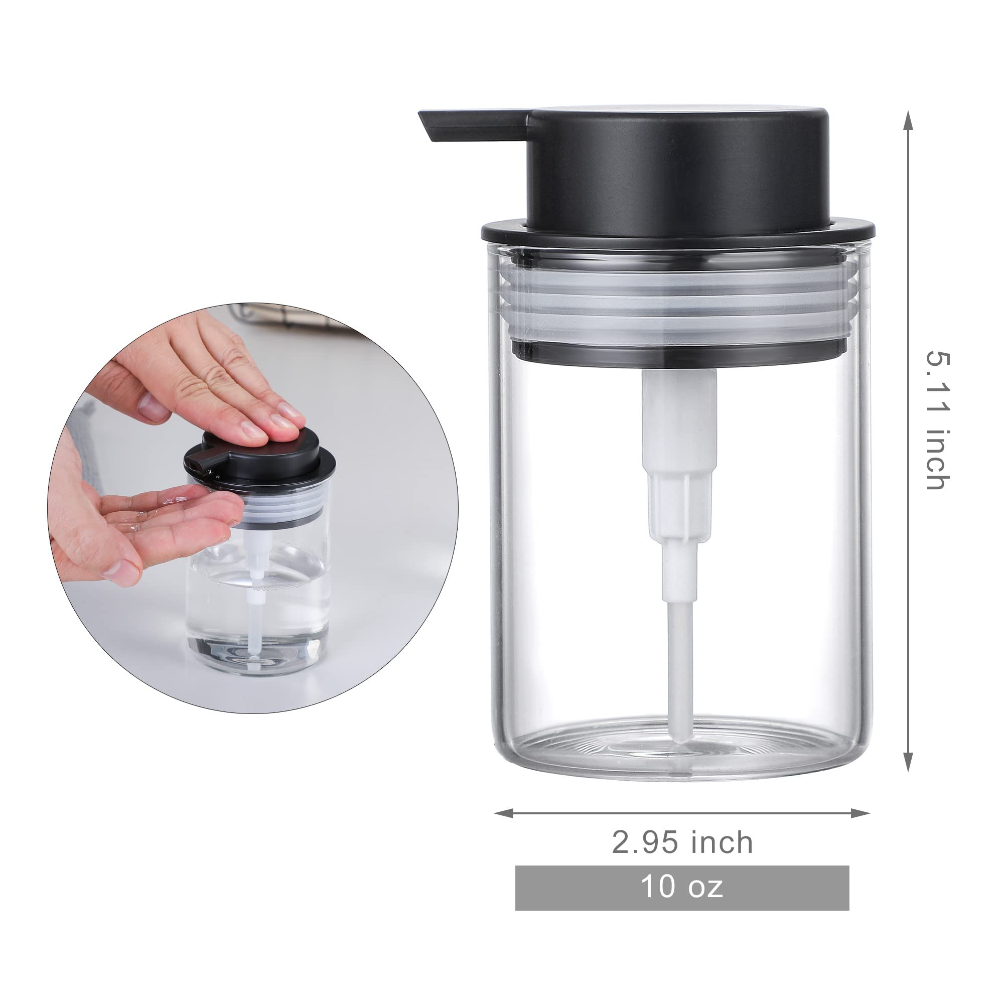 MKLZ Glass Dish Soap Dispenser, 10oz Hand Liquid Bottles with Plastic Pump