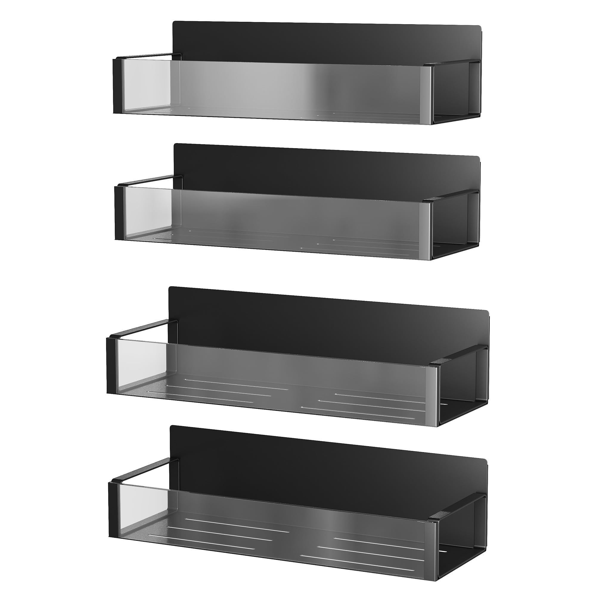 Vetacsion 4 Pack Moveable Fridge Magnetic Spice Racks,Metal (Clear)