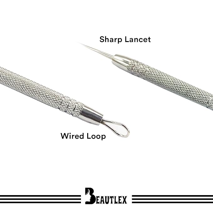 Blackhead Remover Tool and Comedone Extractor Tool. Double Ended Loop & Sharp Pimple Extractor. Stainless Steel Professional Blemish Extractor Tool for Acne