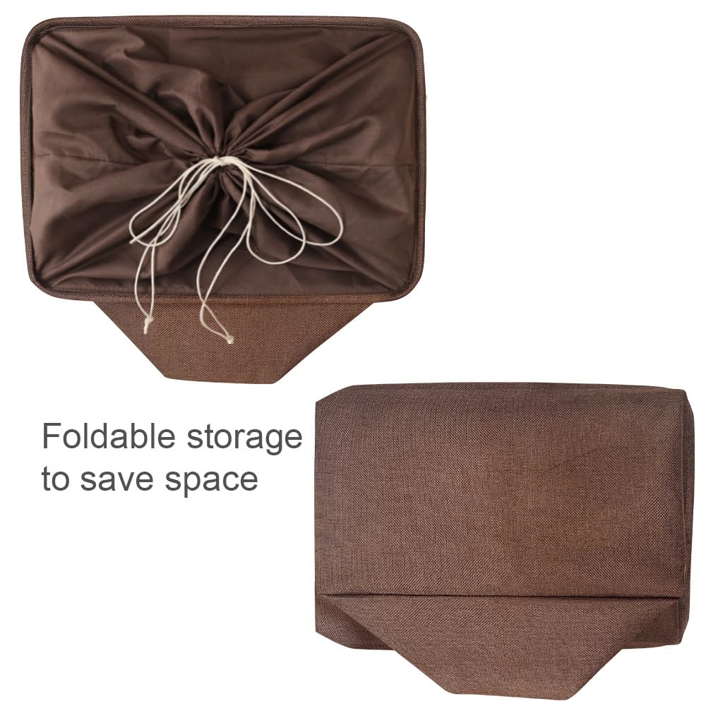 TheWarmHome Organization and Storage Basket for Organizing - 17x14x10 inch 3 Pack Fabric Storage Cubes, Collapsible Storage Bins for Shelves Closet Organizer Toy Gift Cloth (Brown)