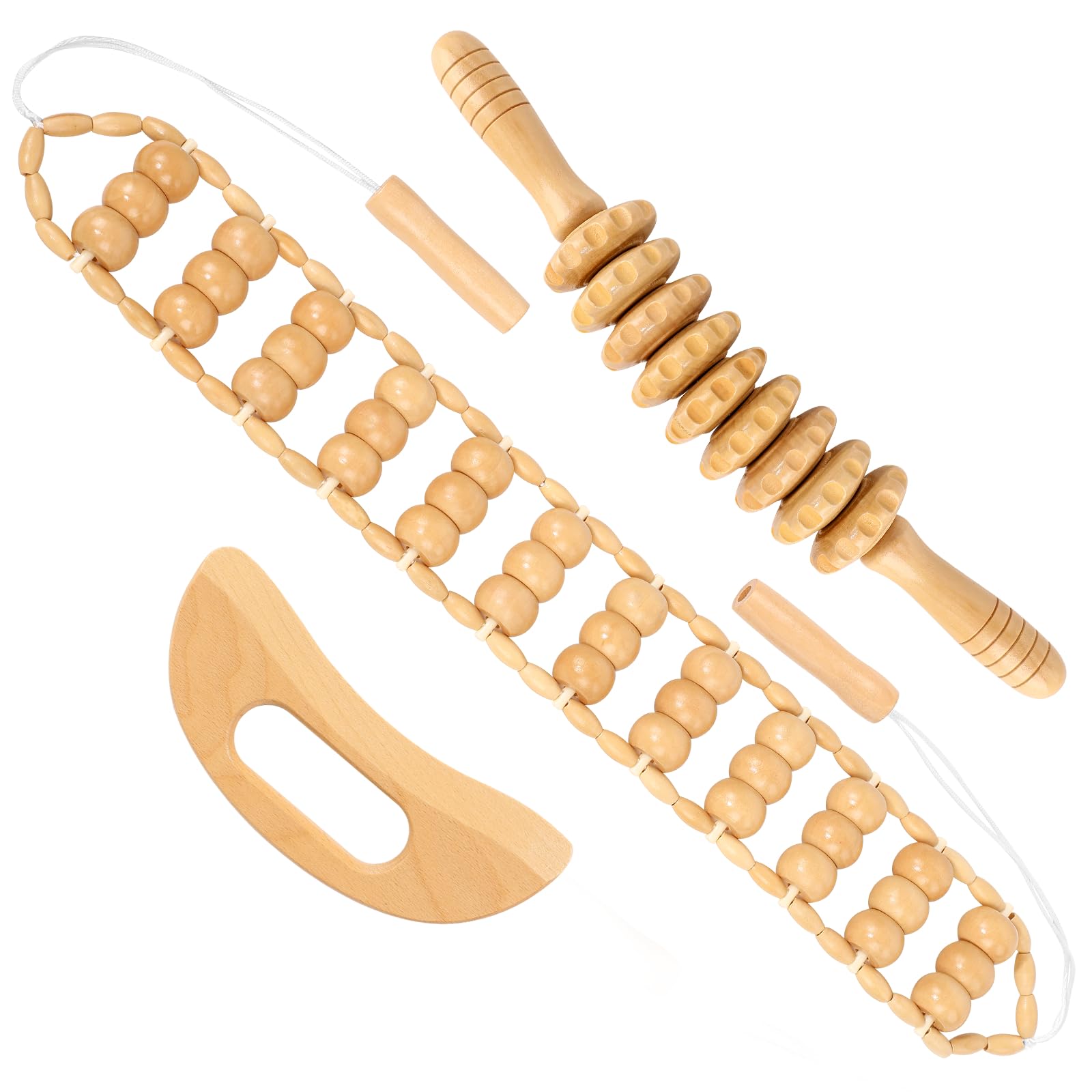 Toyven 3Pcs Wood Therapy Massage Tools Set for Body Sculpting