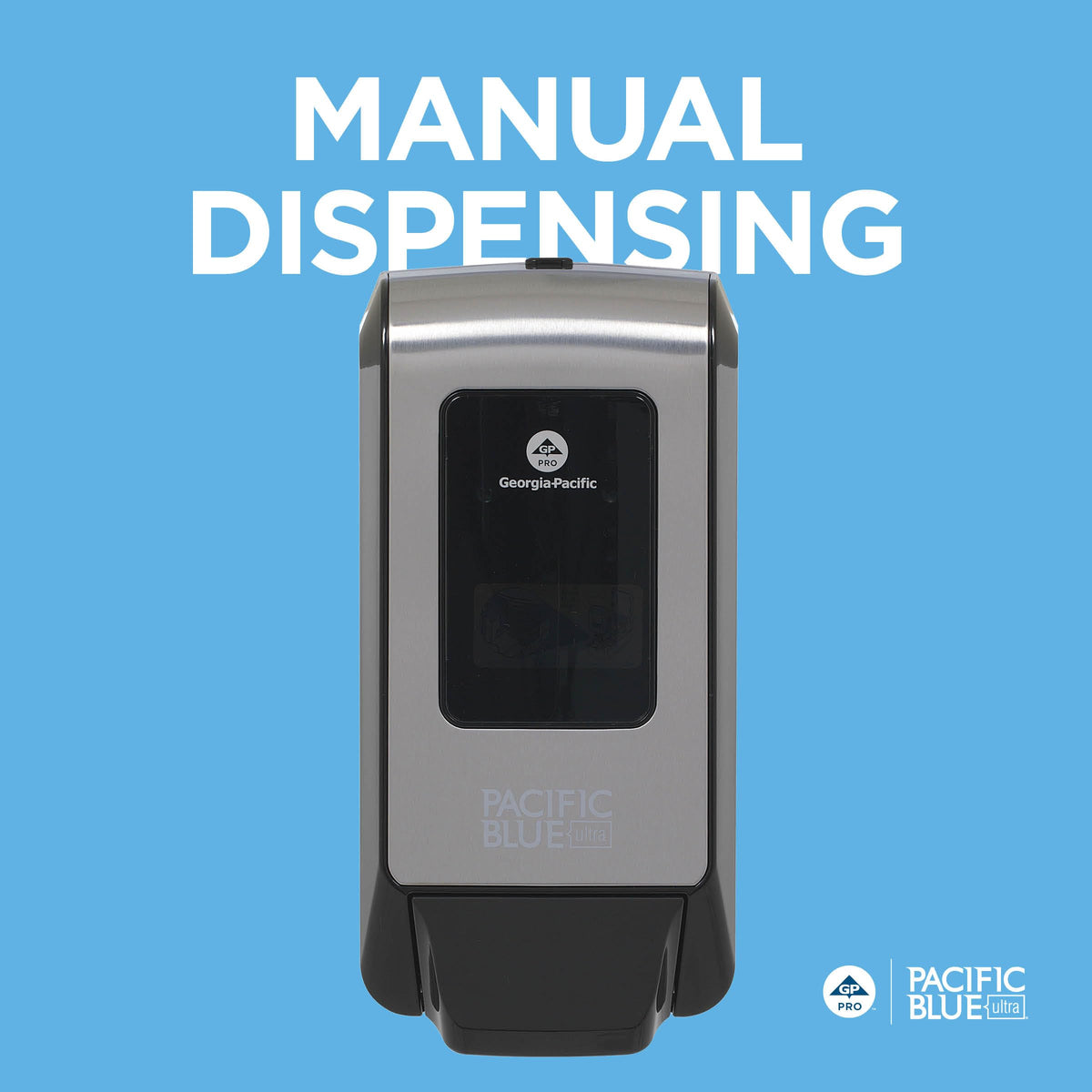 Pacific Blue Ultra Wall-Mounted Manual Dispenser for Foaming Hand Soap and Hand Sanitizer by GP PRO (Georgia-Pacific), Brushed Stainless, 53060, 11.5" W x 5.6" D by 4.4" H