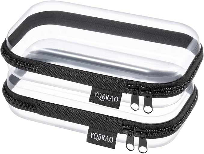 YQBRAO Clear Hard Shell Organizer Set, 2-Pack, Black