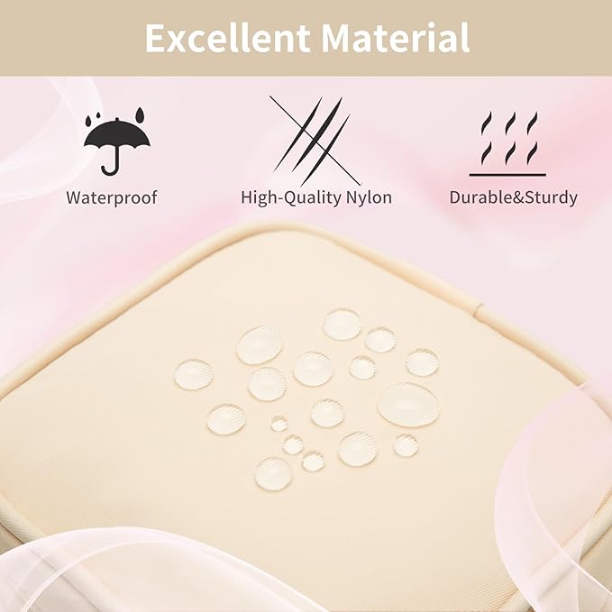 XIAOLER Small Makeup Pouch, Double Zipper Cosmetic Bag, Travel Makeup Bag, Cute Makeup Bag for Purse, Mini Toiletry Bag (sand)