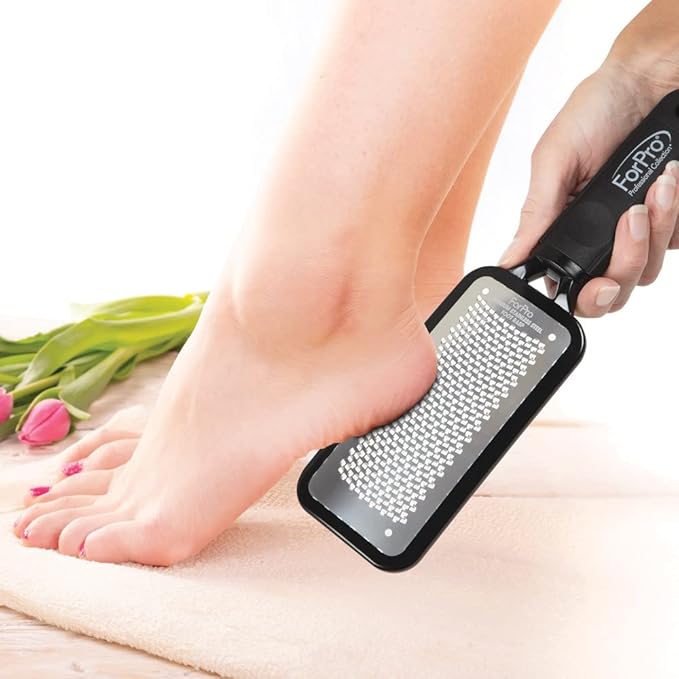 ForPro Professional Collection Premium Stainless Steel Foot Rasp, Colossal Foot File & Callus Remover, Instantly Removes Calluses & Smooths Cracked Heels, 10.75" L x 2.75" W, Black