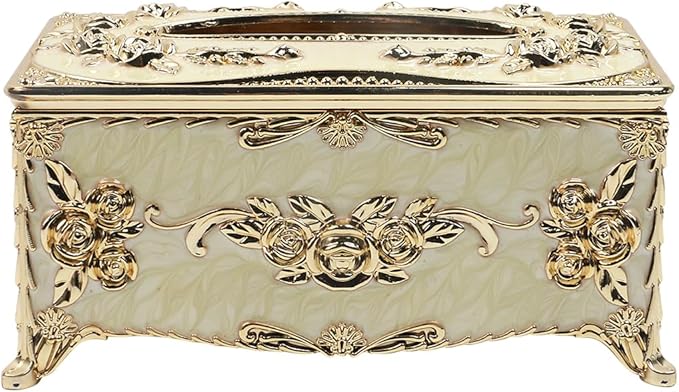 Geesatis Tissue Box Cover,1 Pcs Gold 9.5''x5.5''x4.5''