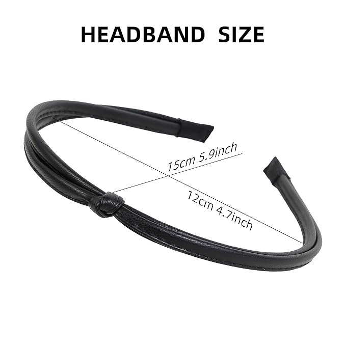 WOVOWOVO 5 Pcs Thin Leather Headbands for Women, Cute Knotted Head Bands for Women’s Hair Womens Headbands Fashion Black Brown White Headband for Womens Hair Accessories