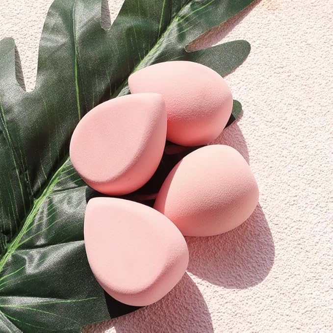 BEAKEY Makeup Sponge 6 Pack, Flat Duo Pink 0 Latex Blending Sponges