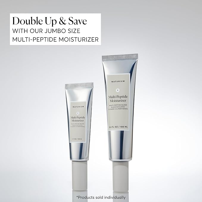 Naturium Multi-Peptide Moisturizer Jumbo, Hydrating & Smoothing Skin Care, Moisturizes with Ethylated Vitamin C & Panthenol, 3.4 oz
