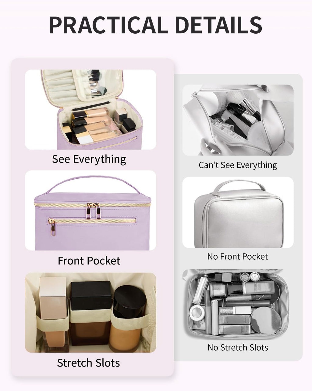 Wandering Nature Makeup Bag, Women Travel Make Up Vanity Case with Handle