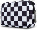 E-Tree Cute Small Makeup Bag, Cosmetic Toiletry Skin Care Make up Little Items Pouch for Purse,Zipper Mini Tech Charger Cable Electronic Organizer Case,Travel Accessories for Women Men Teen,Checkered