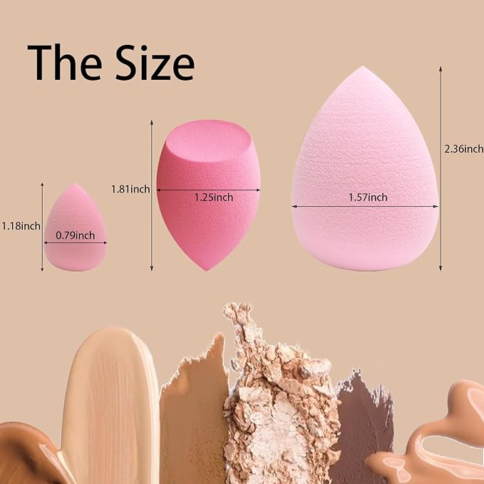 GFOUNS 21 pcs Makeup Sponge Bulk:Makeup Sponges 21 Pcs for Liquid, Cream, and Powder, Multi-colored Pink make up sponges for foundation