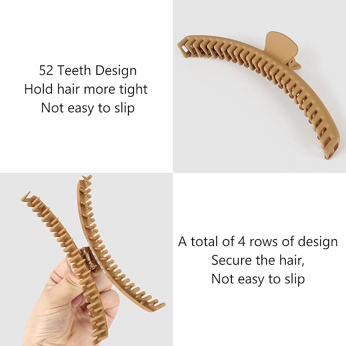 Hold Everything Hair Claw Clips for Thick and Thin Hair Big Hair Barrettes for Women and Girls Straight Wavy and Curly Hair Strong Hold Claw Clip with 52 teeth (7-Color)