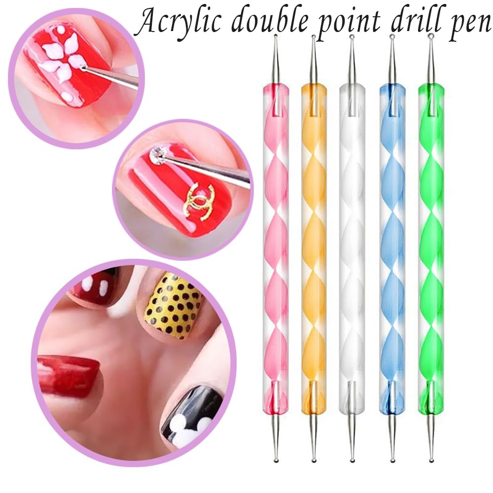 24 Pieces Nail Art Tools Kit Resin Nail Art Palette Acrylic Silicone Engraving Pen Dotting Pen Mixing Palette Detail Brushes Tools for Nail Art DIY Home Salon Makeup Display (Gold)