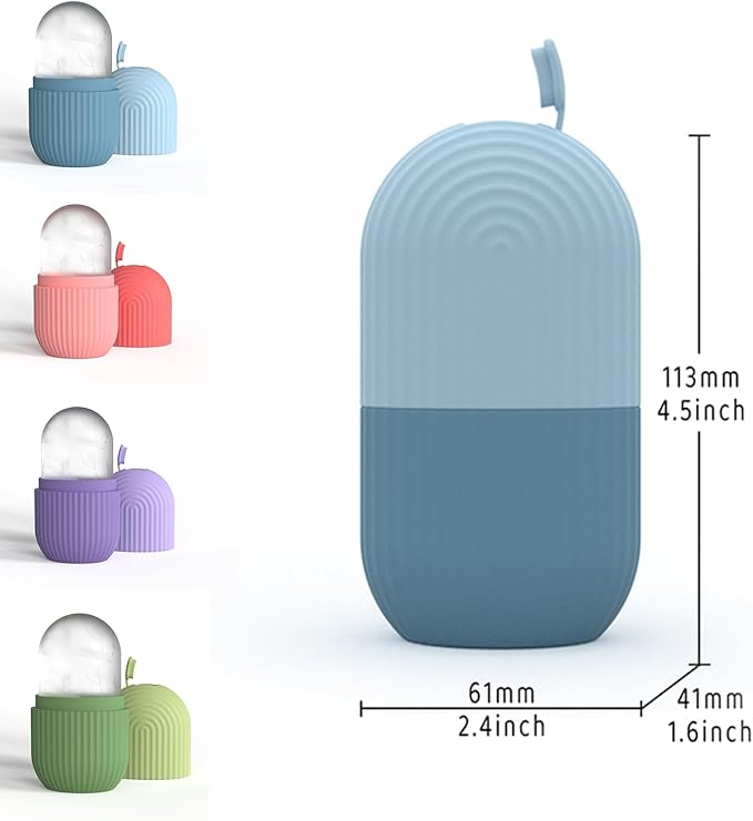 LO MERECES Ice Roller for Face, Ice Cube Facial Roller Massager, Reusable Silicone Face/Neck Ice Mold for Skin Care, Reduce Migraine Pain, De-Puff Eye Bags