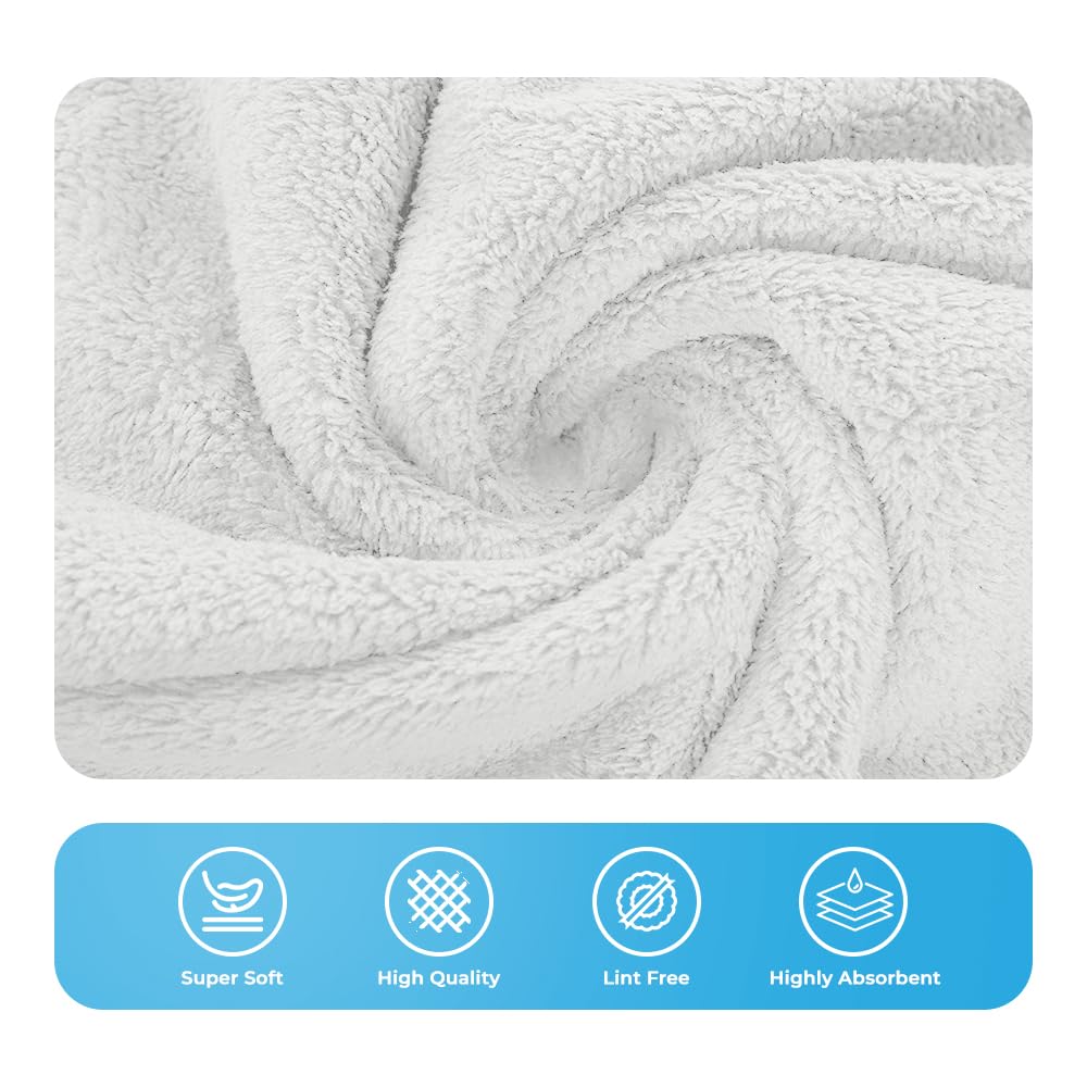 Avalon Towels Microfiber Salon Towel White Hand Towels Bulk 24 Pack 16"x26" - Fleece Microfiber Hand Towel, Soft & Ultra-Absorbent Ideal for Facial Spa & Gym Work Out (Not Bleach Proof)