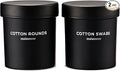 MaisoNovo Qtip Holder Bathroom Set – Airtight Glass Qtip Holder with Lid to Store Q Tips, Cotton Rounds, Cotton Balls, Floss Picks, Hair Ties with free labels pack - 2 Black Jars with Glass Lids