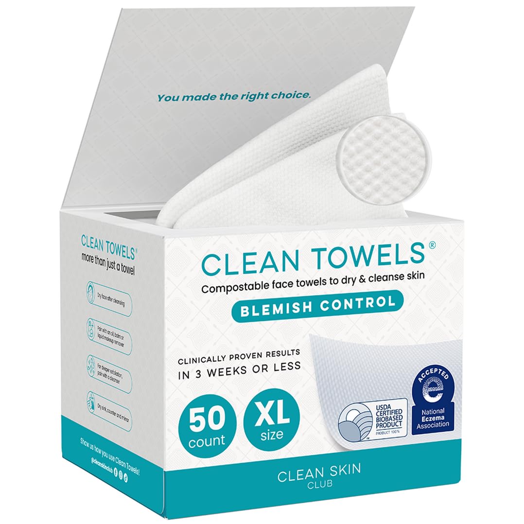 Reduces Fine Lines and Wrinkles in 6 weeks or Less, CLEAN SKIN CLUB Healthy Aging Clean Towels® XL, Disposable Face Towels