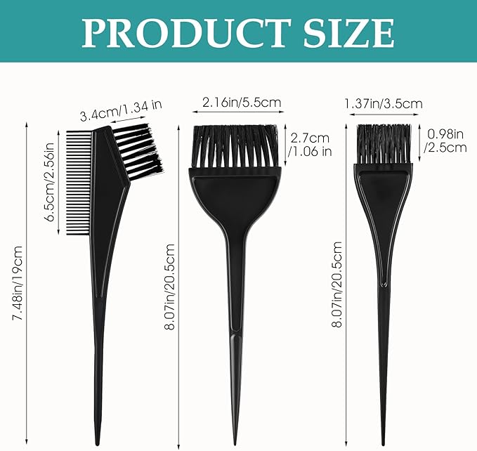 oruola 6pcs Hair Dye Brushes, Hair Coloring Brush, Professional Salon Color Brushes for Hairs Stylist,3 Styles Hairs Tint Dyeing Brush Set for Coloring and Dyeing