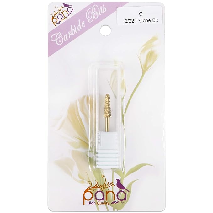USA PANA Professional 3/32" Shank Size - Cone Shape Carbide Bit - Nail Drill Bit for Manicure Pedicure Tools Dremel Machine - Gold, Silver (Coarse, Gold)