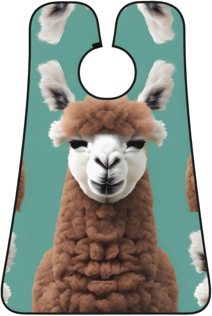 NOUZU Alpaca Llama Print Beard Bib Apron For Men, Beard Hair Catcher For Men Shaving Trimming,Beard Cape Cloth, Black