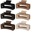Sisiaipu 3.5 Inch Medium Hair Claw Clips 6 Pack Hair Clips for Women Square Rectangle Claw for Hair Banana Jaw Clips Hair Accessories for Girls -Coffee Brown