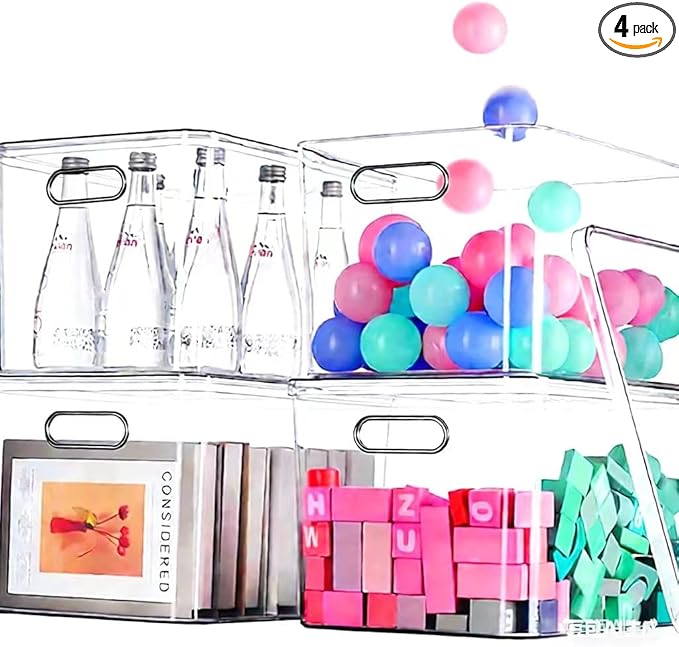 Ytteve 4-Pack Extra Large Clear Plastic Storage Bins with Lids and Handles, 14.4" x 10" x 9.5" Organizer Containers for Closet Shelves Cabinet Office Kitchen Bathroom Laundry