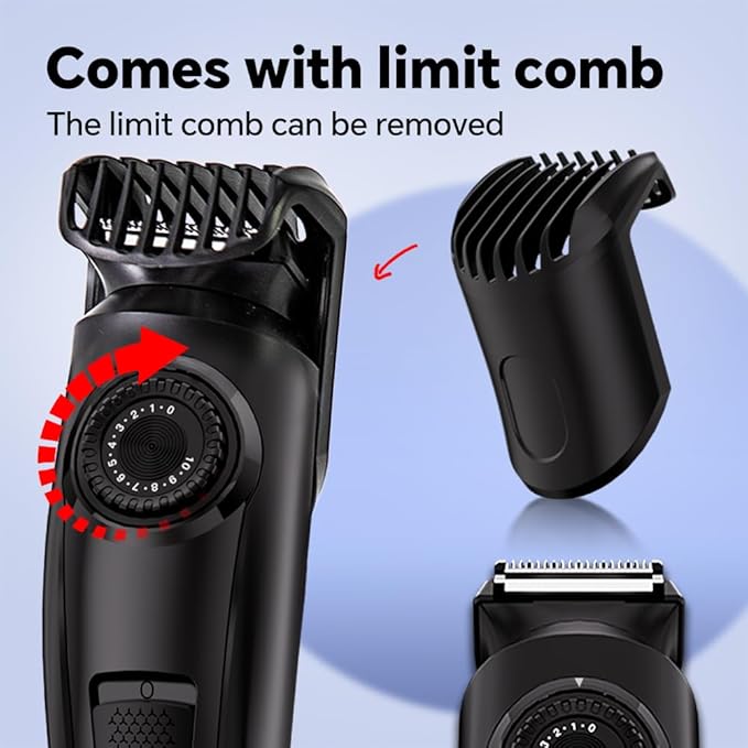 Electric Beard Trimmer for Men Professional Adjustable Length and Hair Clipper, Men's Beard Mustache Trimming and Body Hair Trimmer, Cordless Digital Display and Rechargeable USB-c Charger -Black
