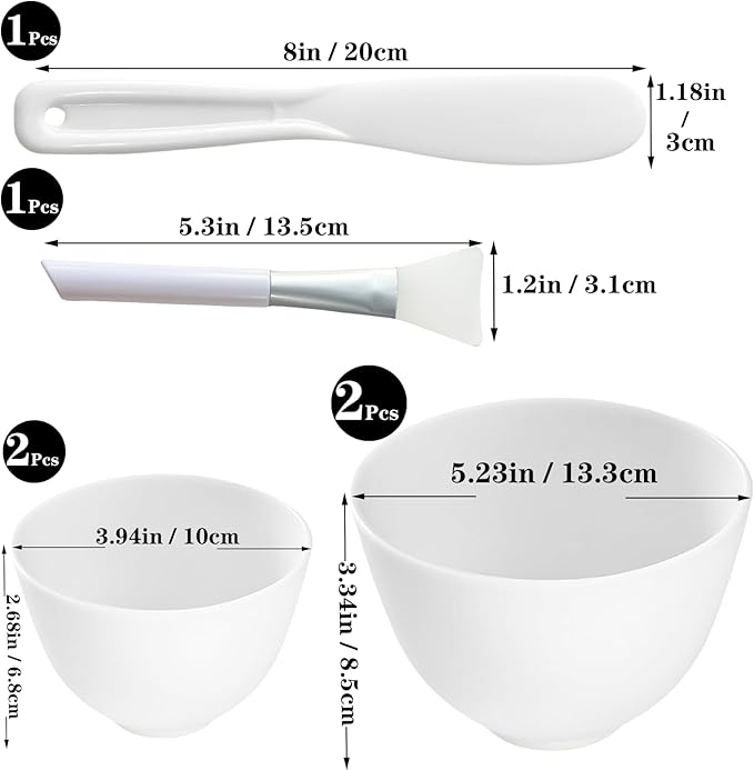Bigwinyep 4Pcs Silicone Facial Mask Bowl DIY Face Mask Mixing Bowls for for Home Salon Spa Face Skin Applicator Bowl, White