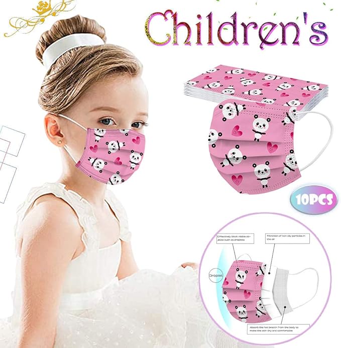 50Pcs Kids Face Mask Childrens 3 Ply Non-Woven Protective Breathable Kids Face Mask for Boys Girls Outdoor School