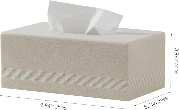 Haocoott Tissue Box Cover Rectangle, Sandstone Look, Simple Stripe, Beige